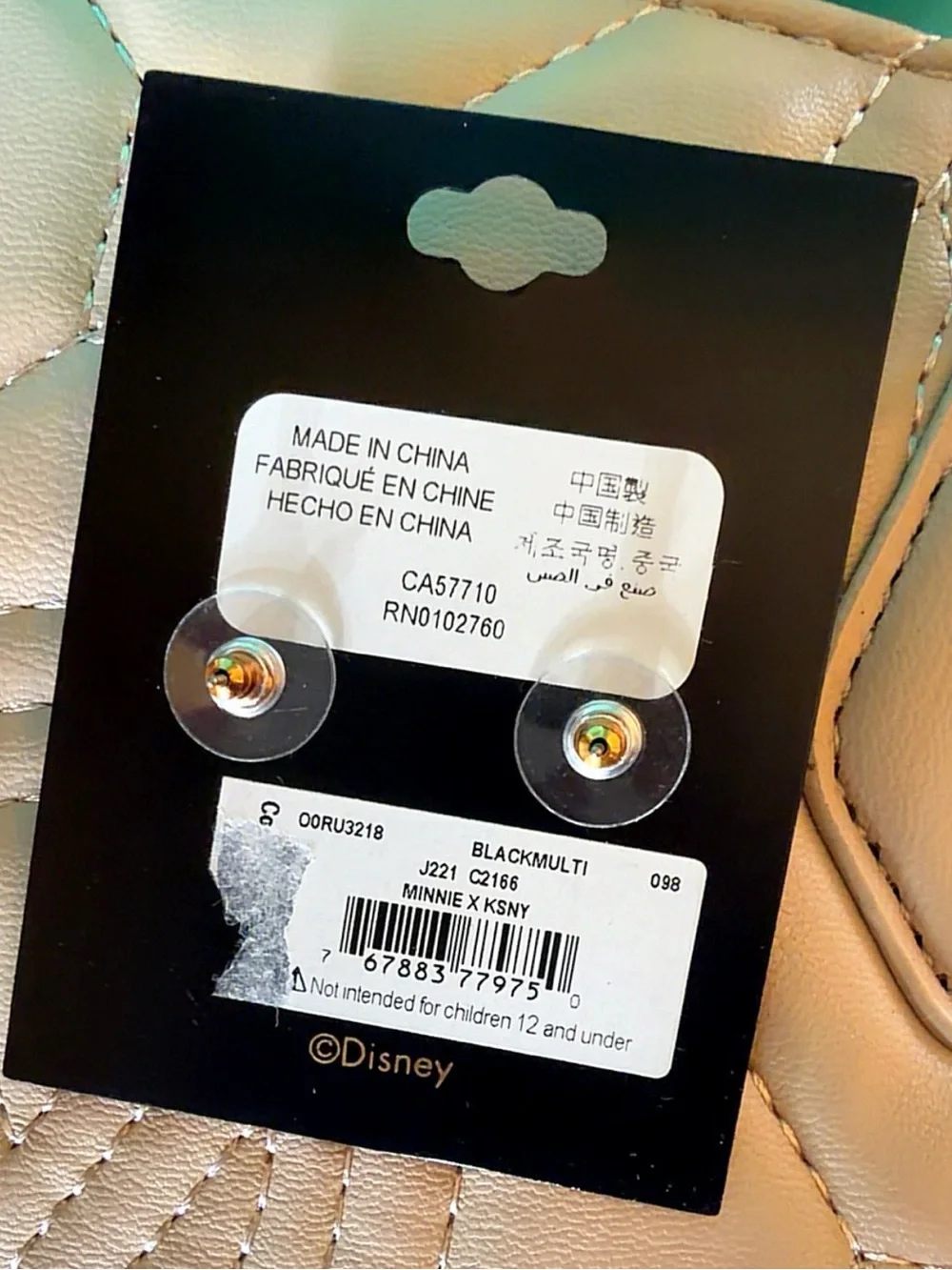 Disney Minnie Mouse x Kate Spade New York Stud Earrings Black Red Gold Tone